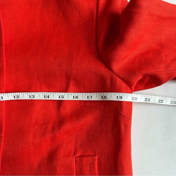 Talbots NWT 100% Linen Jackie Fit Blazer Jacket Orange Red Button Size 12 Lined - Picture 3 of 7